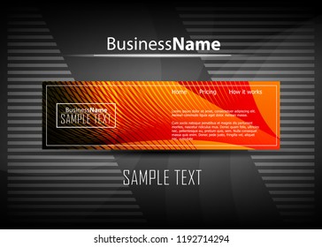 Orange black Modern poster. Orange black background with banner design. Black background trendy illustration. Web design template. Bright orange summer vintage background. Trendy texture summer design