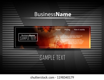 Orange black Modern poster. Orange black background with banner design. Black background trendy illustration. Web design template. Bright orange summer vintage background. Trendy texture summer design