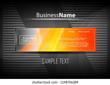 Orange black Modern poster. Orange black background with banner design. Black background trendy illustration. Web design template. Bright orange summer vintage background. Trendy texture summer design