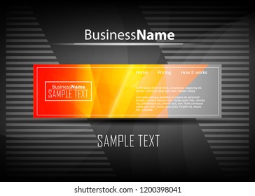 Orange black Modern poster. Orange black background with banner design. Black background trendy illustration. Web design template. Bright orange summer vintage background. Trendy texture summer design