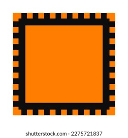 Forma de trazo cuadrado con naranja y negras. Un símbolo de borde de muesca cuadrado. Aislado sobre un fondo blanco.