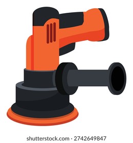 Orange and black orbital sander isolated on white background, ideal for sanding and polishing wood