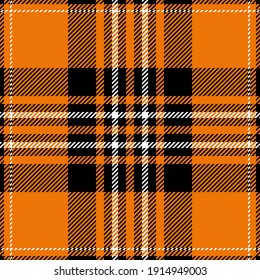 Orange and black plaid. Tartan pattern for textile, paper and other prints.