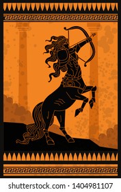 orange and black pottery mythology centaur