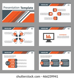 Orange and black presentation template Infographic elements flat design set for marketing
