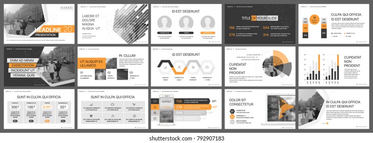 Orange Black Presentation templates elements on a white background. Vector infographics. Use in Presentation, flyer and leaflet, corporate report, marketing, advertising, annual report, banner.