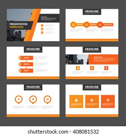 Orange black presentation templates Infographic elements flat design set for brochure flyer leaflet marketing advertising