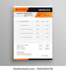 orange and black professional invoice template
