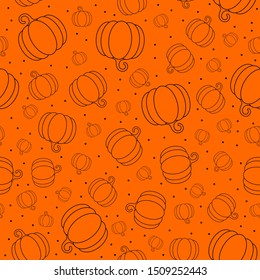 Orange and black pumpkin seamless pattern. Halloween background