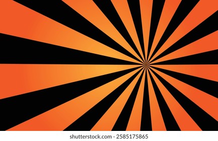 Orange and black radial rays retro background
