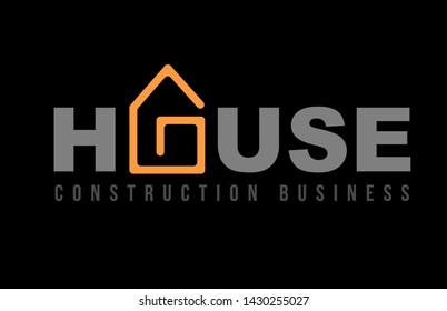 orange black real estate house creative logo icon design concept idea for a company or business