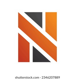Orange and Black Rectangle Shaped Letter N Icon on a White Background