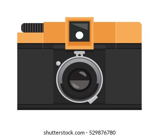 Orange and Black Retro Analog Camera, Classic LoFi Film, Vintage Photography Clip Art Set