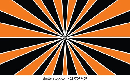 Orange and black retro starburst vector abstract background. Sunburst radial illustration.