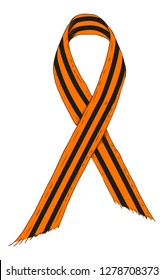 Orange and black ribbon symbol. Sketch-Style Icon. Symbol. Sign. Stock Vector Illustration. Transparence. White Isolated.