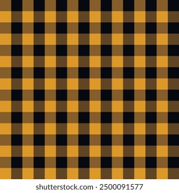 Orange and black Scotland textile seamless pattern. Fabric texture check tartan plaid. Abstract geometric background for cloth, card, fabric. Monochrome graphic  design. Modern squared ornament.