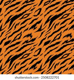 Vectores de patrón de estampado de tigre animal sin costuras naranja negro