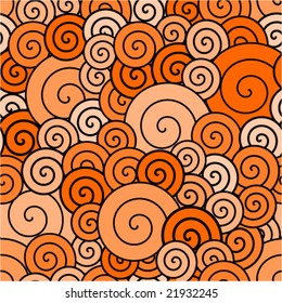 Orange and black seamless spiral pattern
