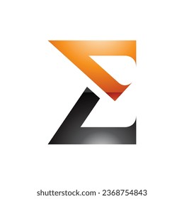 Orange and Black Sharp Glossy Elegant Letter E Icon on a White Background