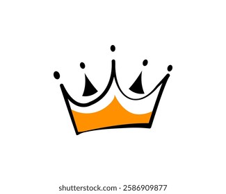 Orange and Black Simple Crown Royal Regal King Queen Emblem. Vector illustration. Logotype, logo