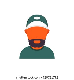 Orange or black skin avatar with beard and baseball cap