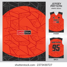 orange black spider web pattern design, illustration, textile background for sports t-shirt, football jersey shirt mockup for football club. consistent front view