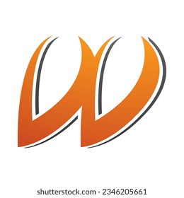 Orange and Black Spiky Italic Shaped Letter W Icon on a White Background