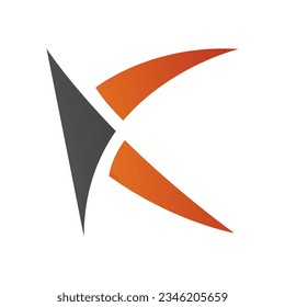 Orange and Black Spiky Letter K Icon on a White Background
