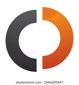 Orange and Black Split Shaped Letter O Icon on a White Background