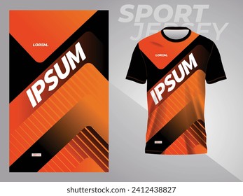 patrón de jersey deportivo naranja y negro con diseño de plantilla de simulación