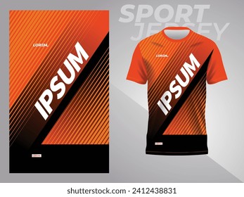 orange and black sport jersey pattern with mockup template design