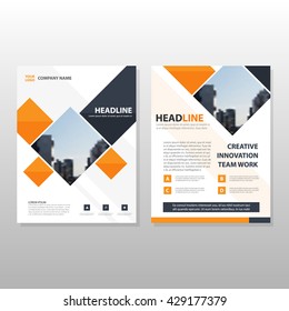 Orange black square annual report Leaflet Brochure Flyer template design, book cover layout design, abstract business presentation template, a4 size design vector