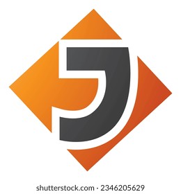 Orange and Black Square Diamond Shaped Letter J Icon on a White Background