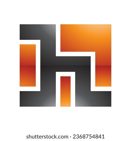 Orange and Black Square Shaped Glossy Letter H Icon on a White Background
