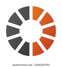 Orange and Black Striped Letter O Icon on a White Background