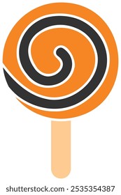 Orangen und schwarzen Wirbel Lollipop für Halloween Vector