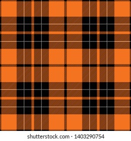 Orange and Black Tartan Plaid pattern. Traditional Scottish check textile backgrounds.