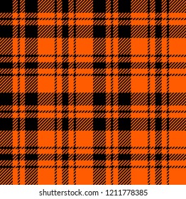 Orange and black tartan plaid Scottish seamless pattern.Texture from rhombus/squares for - plaid, tablecloths, clothes, shirts, dresses, paper, bedding, blankets and other textile products.