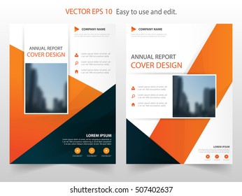 Orange black triangle abstract annual report Brochure design template vector. Business Flyers infographic magazine poster.Abstract layout template ,Book Cover presentation portfolio.