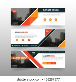 Plantilla de banner empresarial abstracta en el triángulo negro naranja, plantilla de diseño de banner comercial en la publicidad horizontal conjunto de diseño plano , fondo de cabecera abstracto limpio para el diseño de sitios web