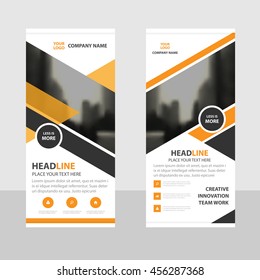 Orange black triangle Business Roll Up Banner flat design template ,Abstract Geometric banner template Vector illustration set, abstract presentation brochure flyer template vertical template vector