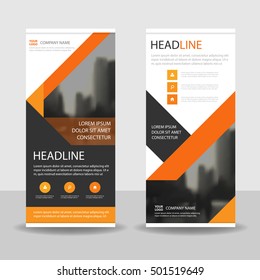 Orange black triangle Business Roll Up Banner flat design template ,Abstract Geometric banner template Vector illustration set