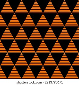 Patrón de triángulo naranja y negro para el fondo de Halloween. Patrón geométrico del fondo de pantalla.