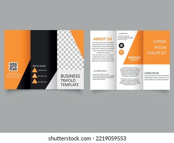 Orange black trifold brochure. Business flyer design. Flyer for printing. Catalog Vector