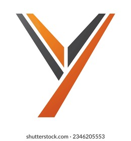 Orange and Black Uppercase Letter Y Icon on a White Background