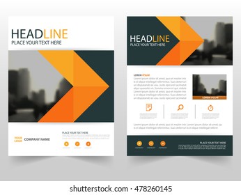 Orange black Vector annual report Leaflet Brochure Flyer template design, book cover layout design, abstract business presentation template, a4 size design