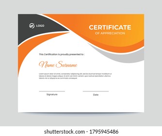 Orange And Black Waves Certificate Design
