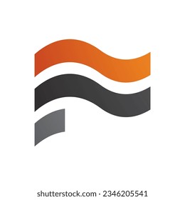 Letra naranja y negra ondulada con forma de icono F en un fondo blanco