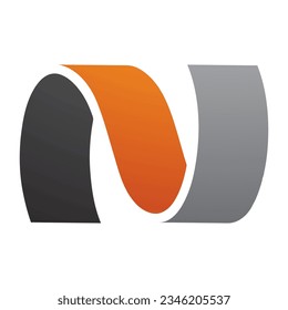 Orange and Black Wavy Shaped Letter N Icon on a White Background