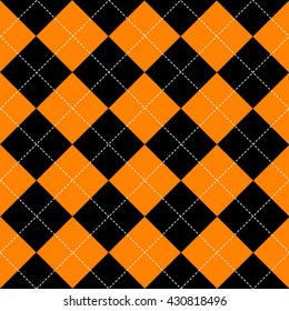Orange Black White Chess Board Diamond Background Vector Illustration